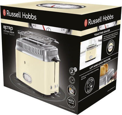 Russell Hobbs Retro Vintage Cream Wasserkocher + Toaster Wasserkocher + Toaster Set, Wasserkocher +