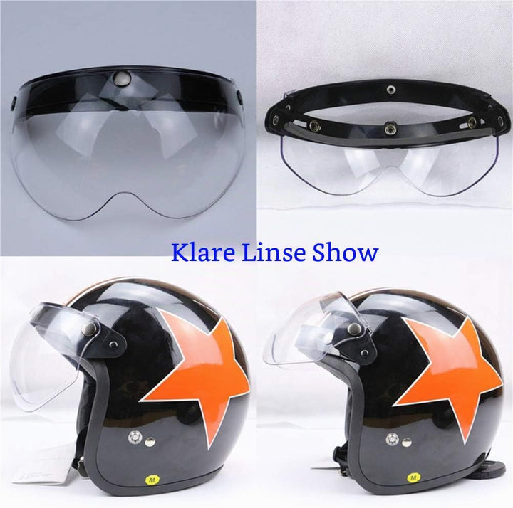 3 Helmvisier Universelles Druckknopf Winddichtes Sonnenschutz Halbgesicht-Retro Motorradhelm Visier