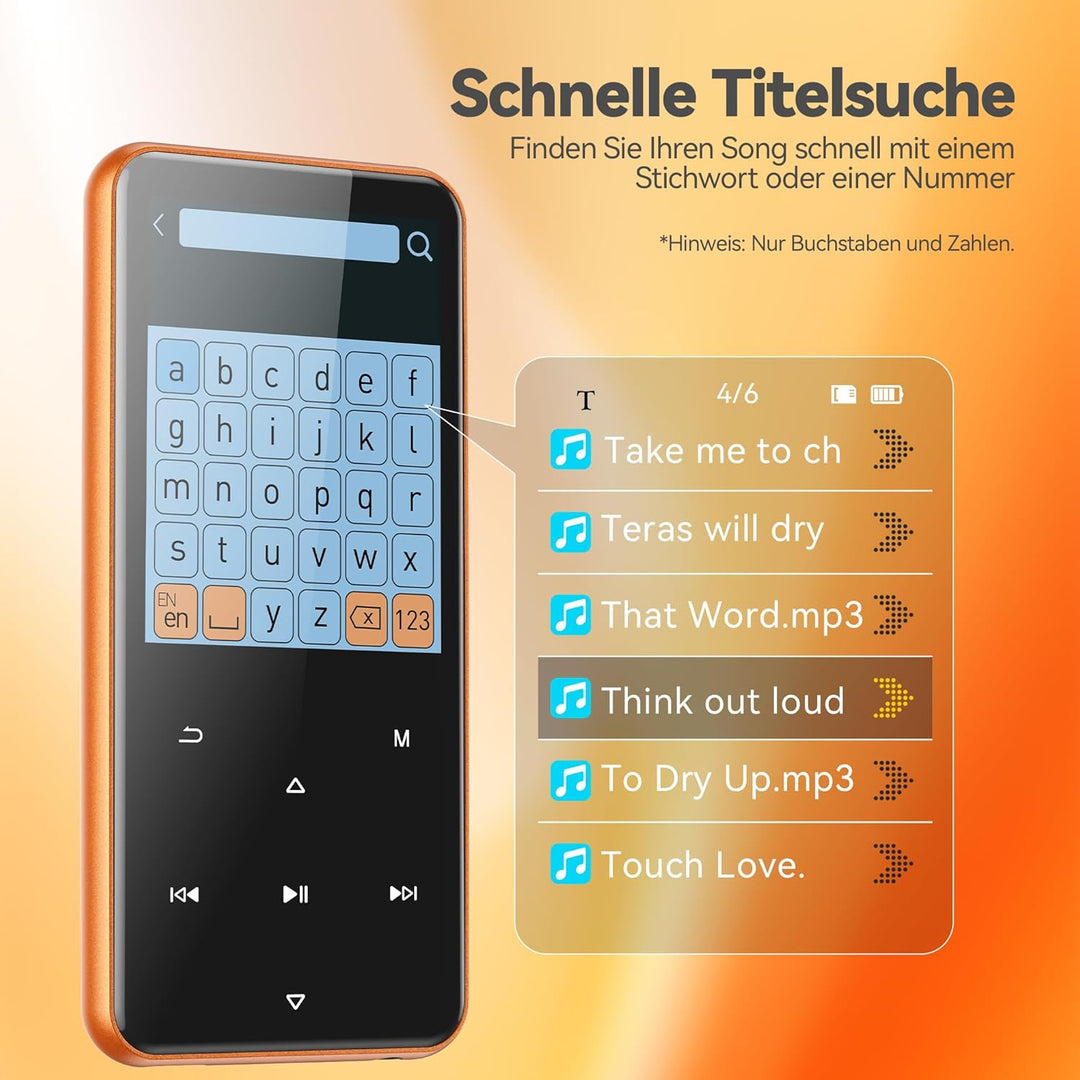 AGPTEK 64GB MP3 Player Bluetooth 5.3 mit 2,4" TFT Farbbildschirm, HiFi Musik Kinder MP3 Player mit L