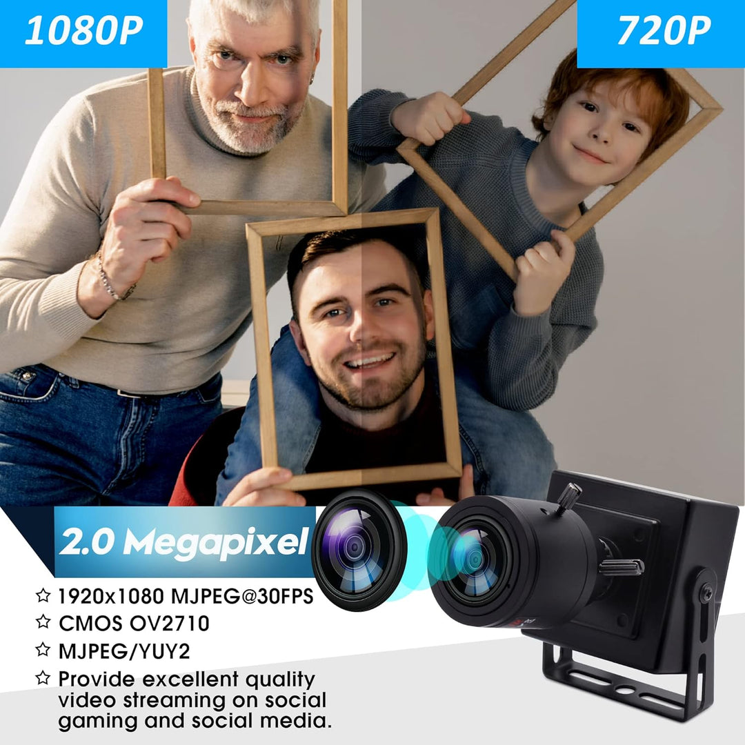 ELP 1080P Web Kamera mit 2.8-12mm Vario Objektiv,2MP 30fps Full HD Mini Camera,CMOS OV2710 Sensor,Pl
