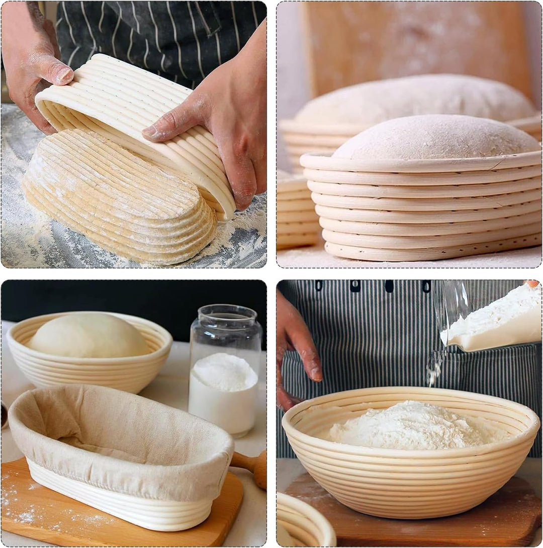Brotgärkörbe, Banneton-Korb, Sauerteig-Gärkörbe, Gärkörbe mit Einlagen, für professionelle und priva
