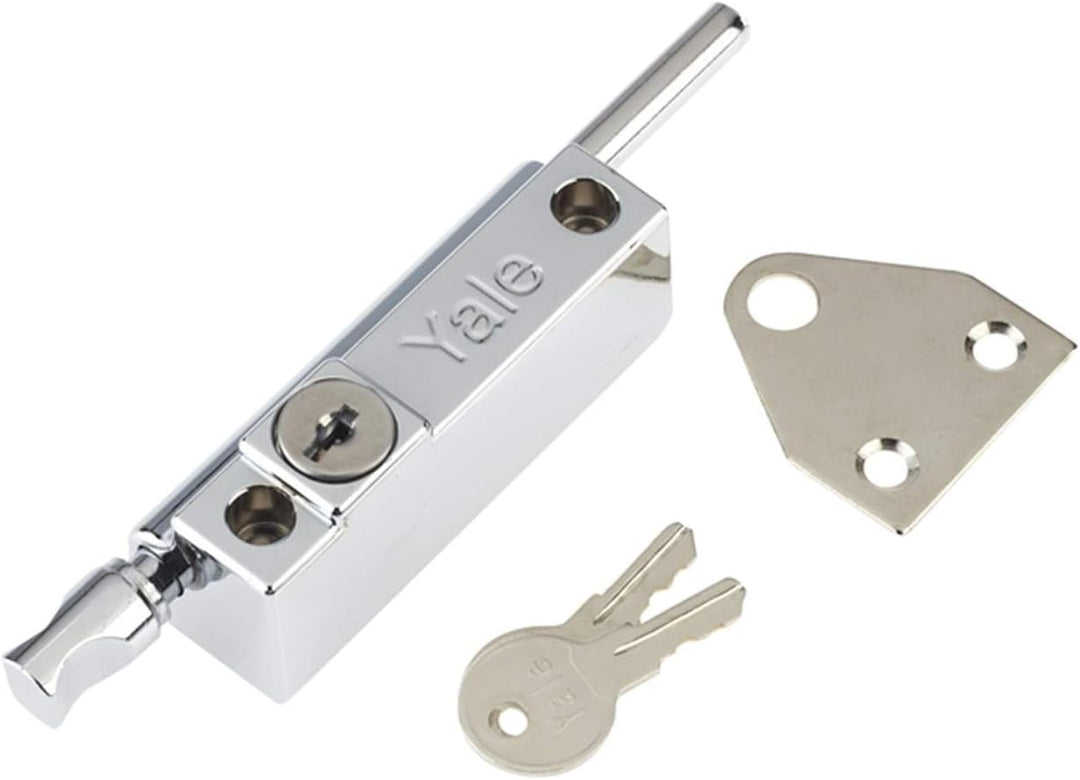 Yale Locks P124 Door Push Bolt Polished Chrome Chrome Finish Visi, Chrome Finish Visi