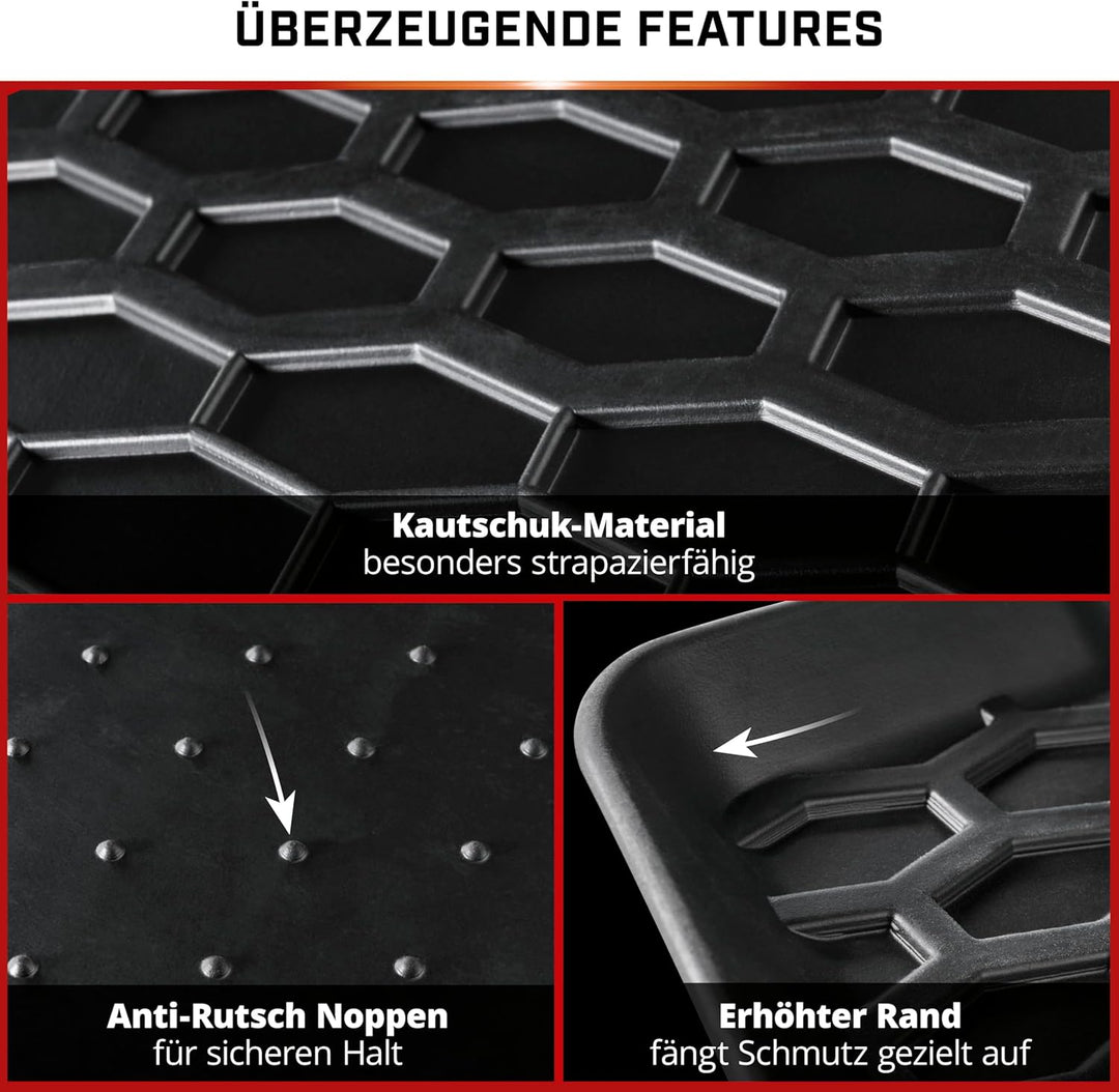 WALSER DirtGuard Gummi Fussmatten Auto kompatibel mit VW Golf V 2003-2010, VW Golf VI 2008-2014, VW