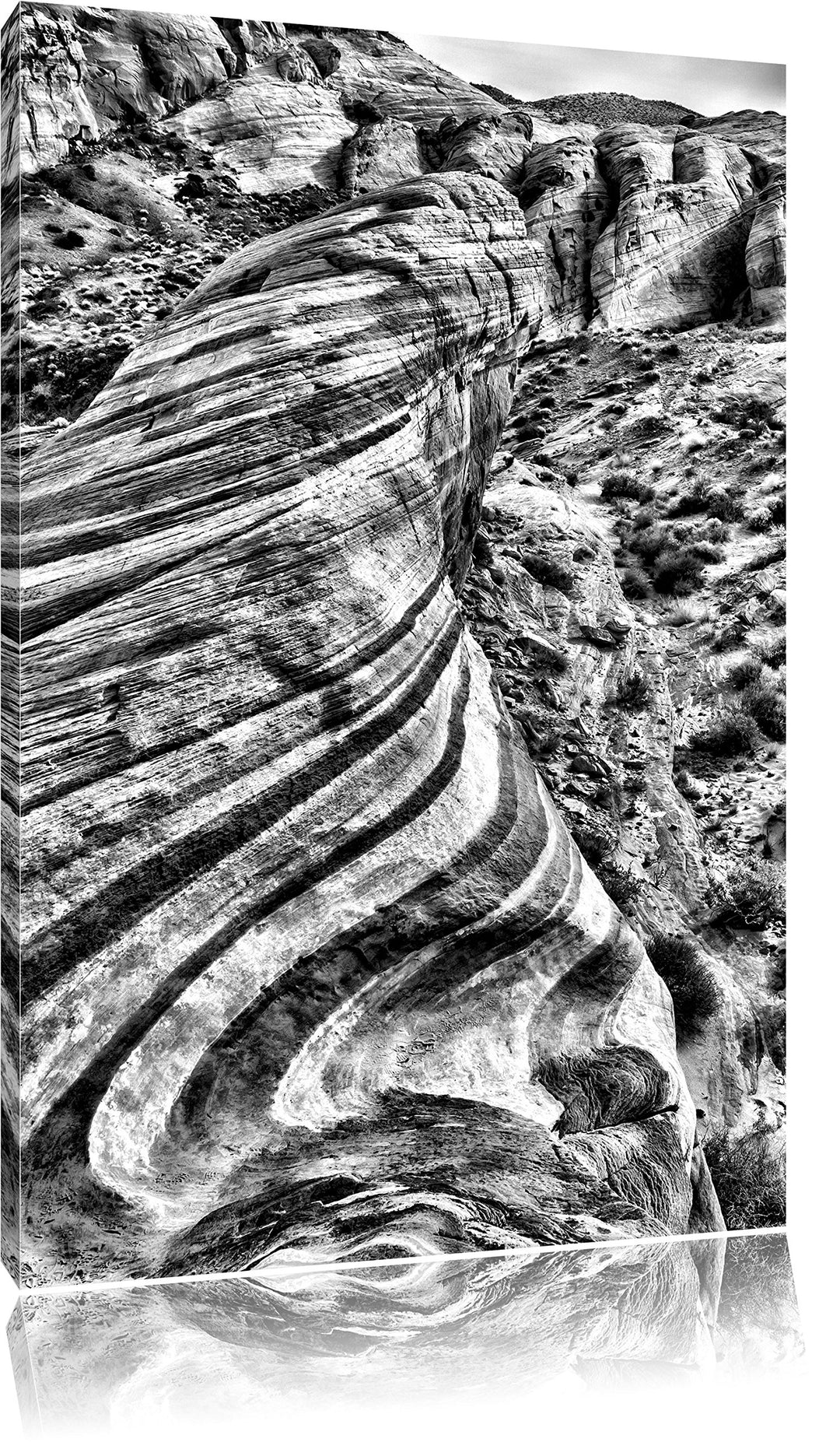 Pixxprint Monocrome, Wüste Nevada Grand Canyon, Format: 100x70 auf Leinwand, riesige Bilder fertig g