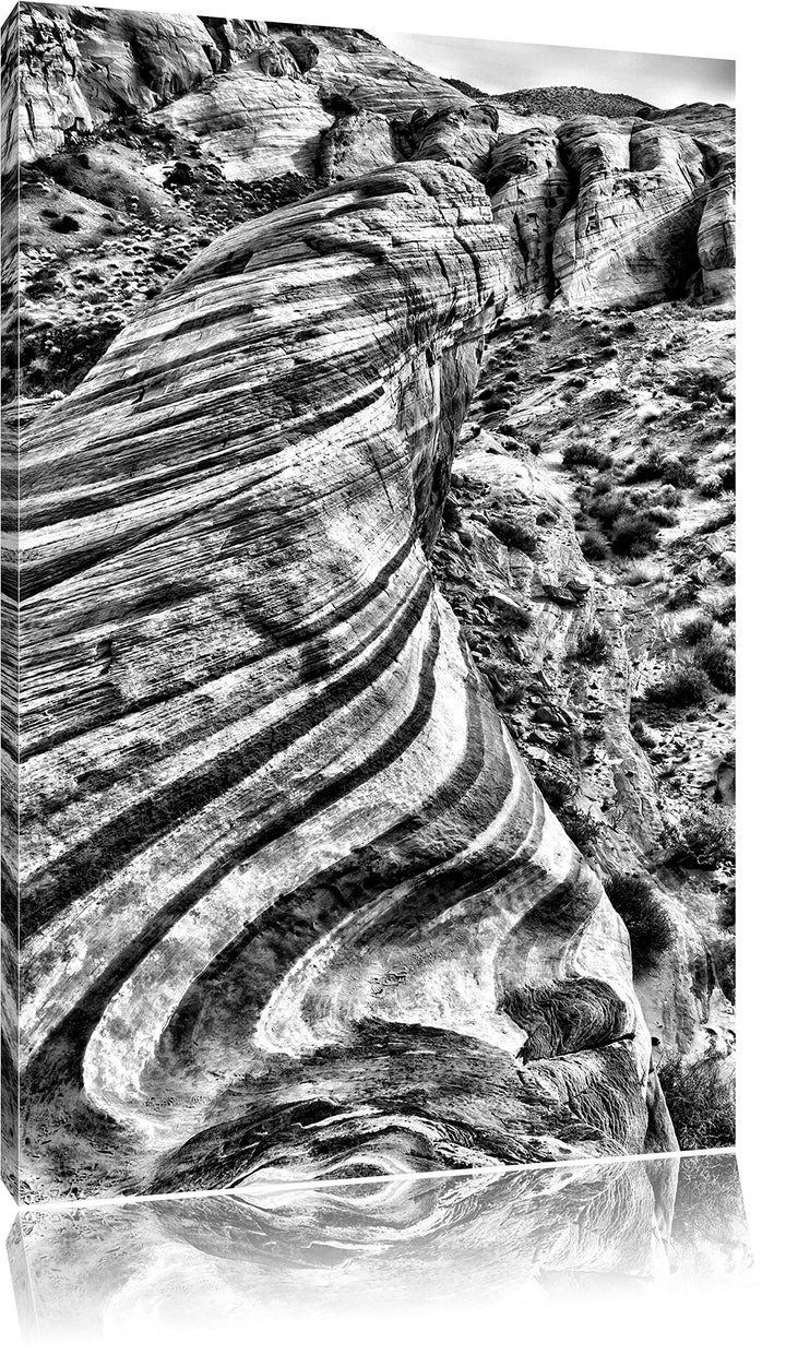 Pixxprint Monocrome, Wüste Nevada Grand Canyon, Format: 100x70 auf Leinwand, riesige Bilder fertig g