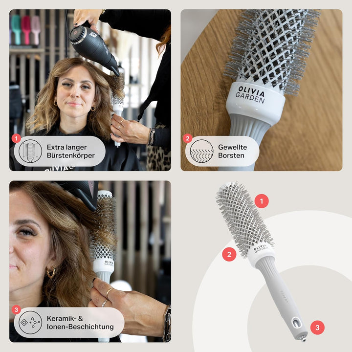 Olivia Garden - Expert Blowout Speed White and Grey Hairbrush- 35 weiss&grau 35, weiss&grau 35