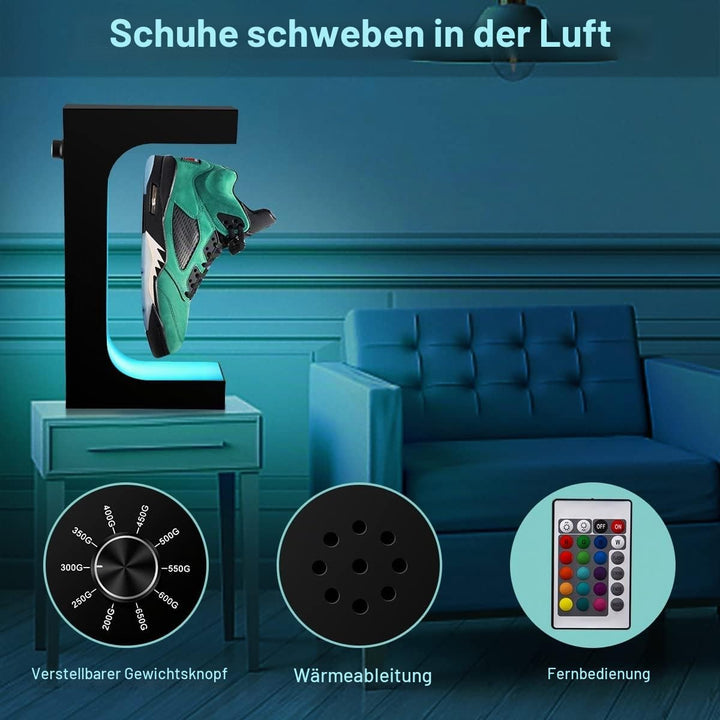 Schwebende Schuh Display Stand, Schwimmende Sneaker Stand mit Fernbedienung 16 Farben LED-Licht roti
