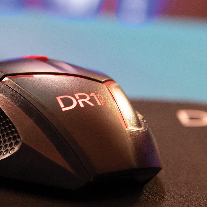 DR1TECH Hunter+ Professional Gaming Maus Mit Kabel [5 Auswechselbare Gewichte + Triple FIRE] - 9 Tas