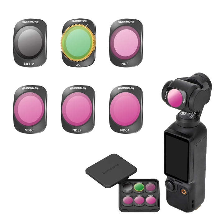 Filter-Set für DJI OSMO Pocket, 3 Neutraldichtefilter, UV-Polarisationsfilter, verstellbar, CPL+MCUV