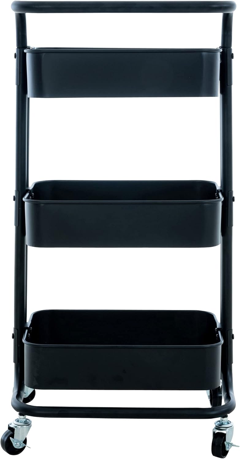 CLP Trolley Mailo I Arbeitswagen Mit 3 Ebenen I Beistelltisch Mit Rollen I Metall Rollwagen Mit 2 Br