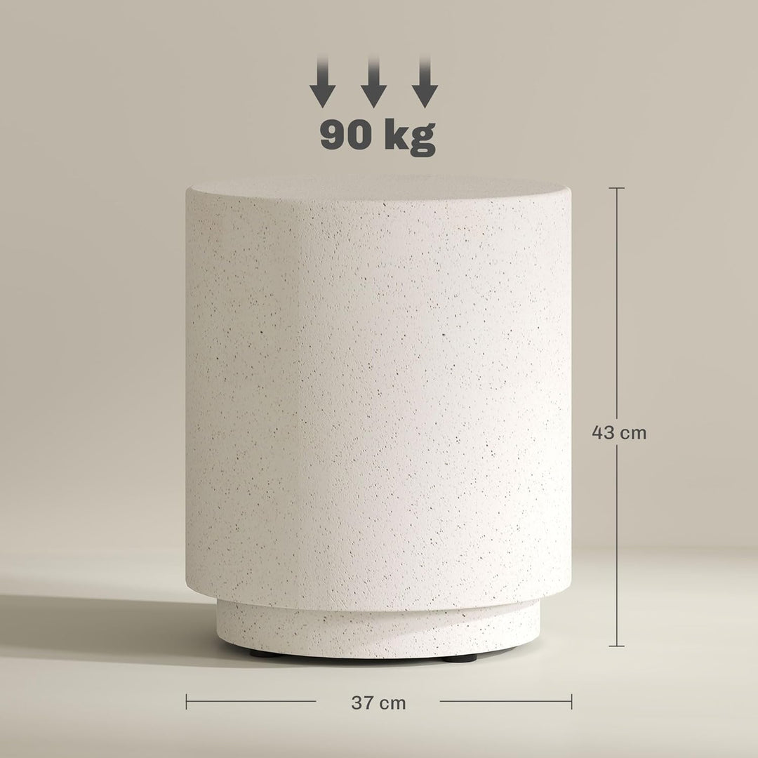 HOMCOM Beistelltisch Rund Nachttisch mit Beton-Optik, Couchtisch mit Fussstützen Wohnzimmertisch Sof