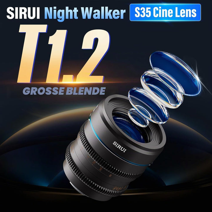 SIRUI Night Walker 35mm Cine-Objektiv mit Manuellem Fokus, T1.2-Objektiv mit grosser Blende und S35