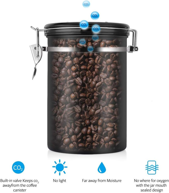 Jeffergarden Kaffeekanister 1,8 L Edelstahl Grosser Behälter Luftdicht für Gemahlenes Stahlpulver Bo