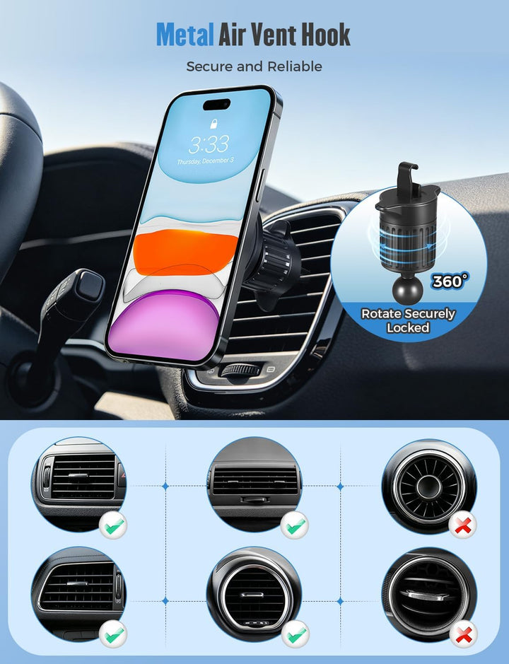 PAIRIER 2-in-1 Magnetische Handyhalterung Auto, KFZ Handy Halterung für Getränkehalter & Lüftung Hal