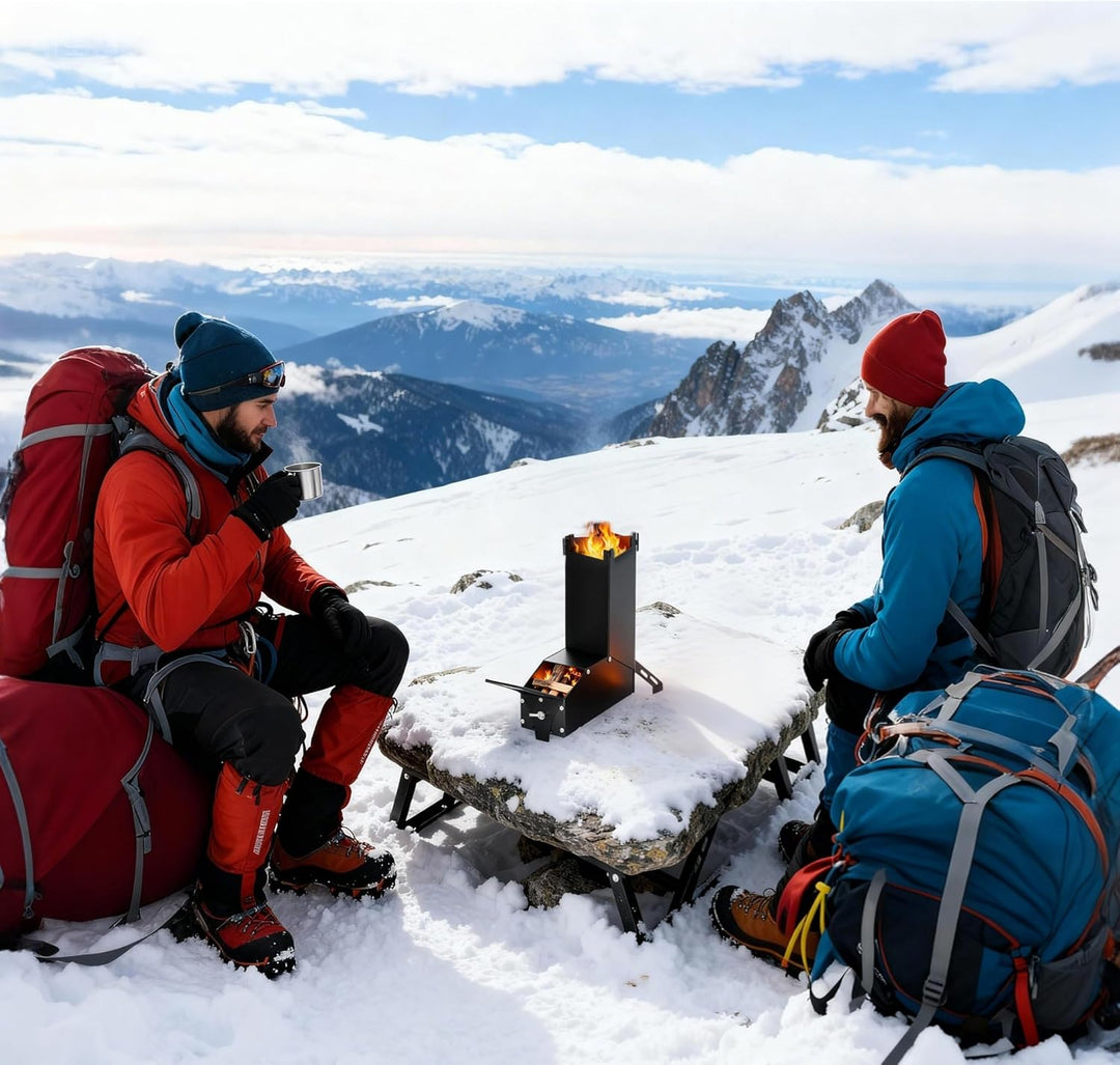 UISEBRT Raketenofen aus dickem Stahl,Tragbar Rocket Stove Stecksystem,Holzofen Campingkocher Camping