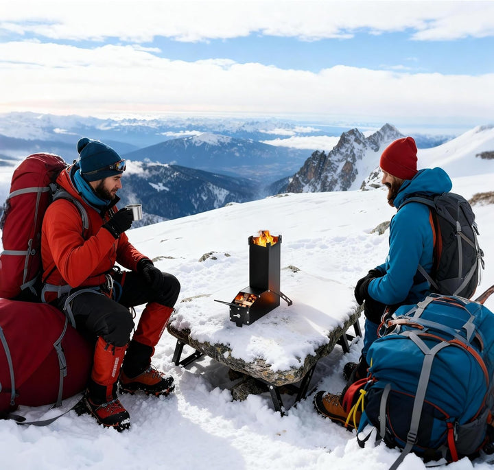UISEBRT Raketenofen aus dickem Stahl,Tragbar Rocket Stove Stecksystem,Holzofen Campingkocher Camping