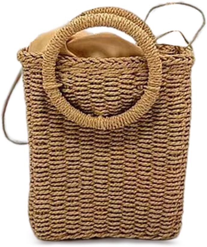 NICOLE & DORIS Handtasche Damen Umhängetasche Stroh Strandtasche Klein Handy Tasche Gewebte Strandta