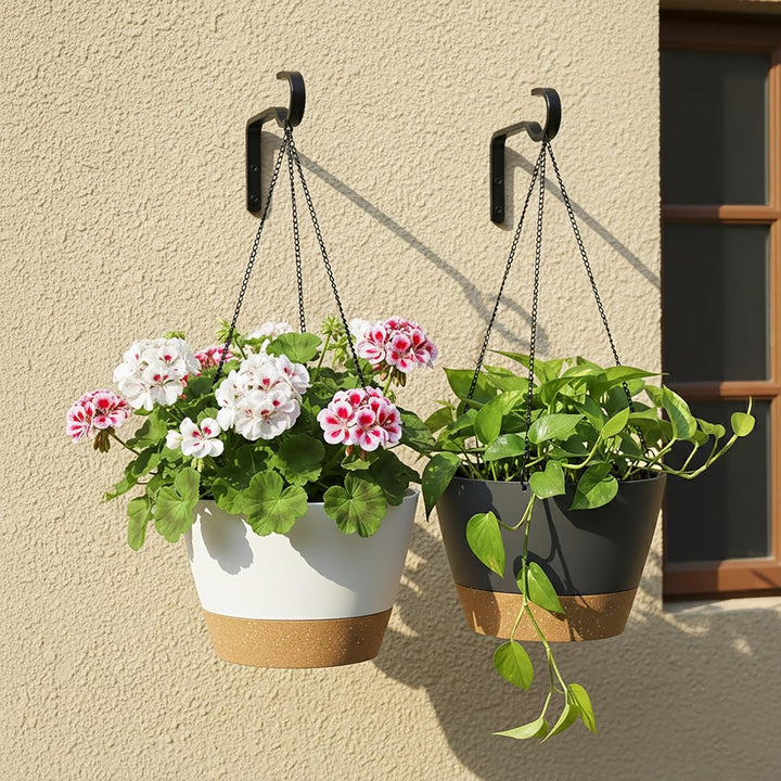ZMTECH Hängetopf für Pflanzen, 20cm Blumentopf Ampel Hängend, Kunststoff Hänge Blumentopf mit Unters