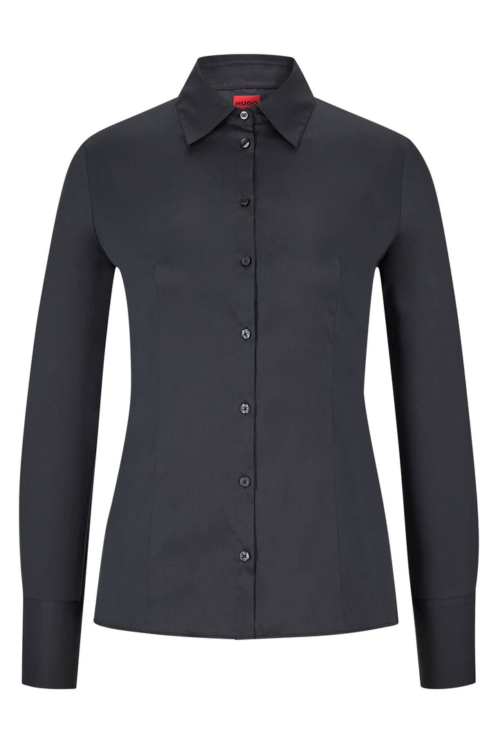 HUGO Damen The Fitted Shirt Bluse 34 Black1, 34 Black1