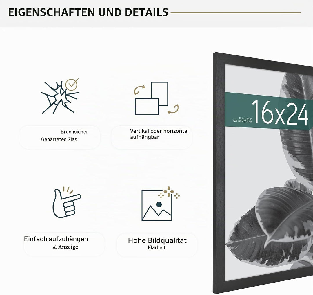 MCS Studio Galerierahmen, schwarze Holzmaserung, 40,6 x 61 cm, 2 Stück Schwarz Holz-Optik 16 x 24 in