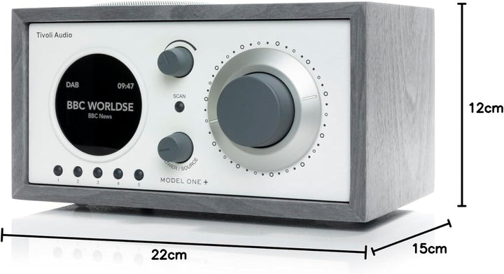 Tivoli Audio Model One+ FM/DAB+ Radio mit Bluetooth und Fernbedienung (Grau / Weiss) Grau/weiss, Gra