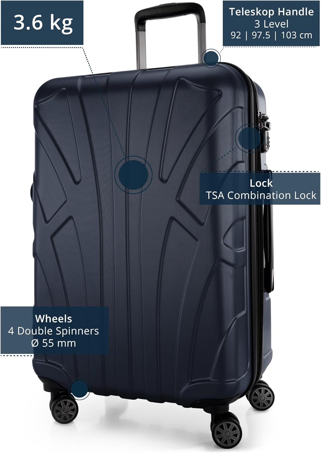 Suitline - 2er Trolley - Koffer Set Grössen Dunkelblau 6er Set S+M, Dunkelblau 6er Set S+M