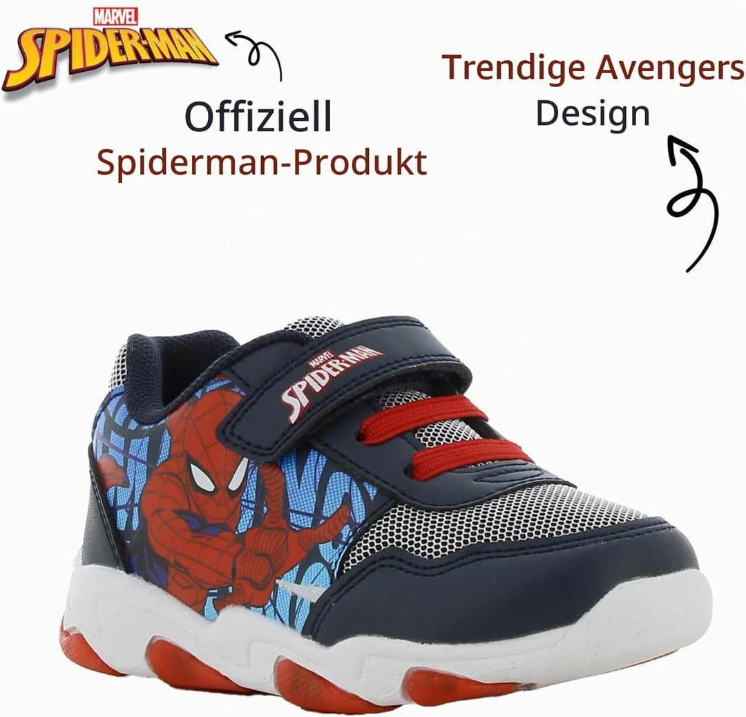 Spiderman Blinkschuhe Jungen von 2 bis 8 Jahre, Niedriger Leuchtschuhe mit Licht für Kinder, Lustige