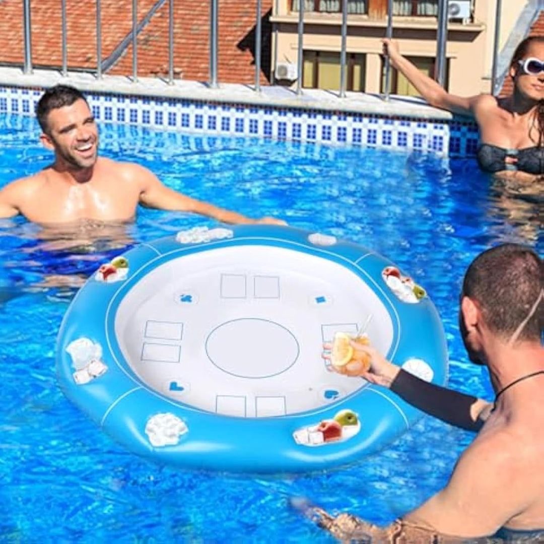 Generisch Schwimmender Spieltisch Für Pool | Aufblasbarer Kartenspieltisch Mit Getränkehalter - Inkl