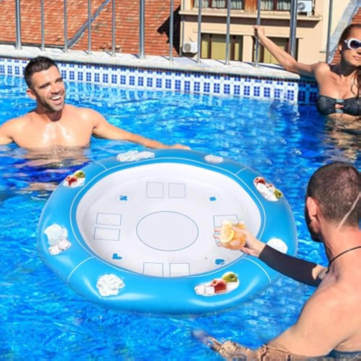 Generisch Schwimmender Spieltisch Für Pool | Aufblasbarer Kartenspieltisch Mit Getränkehalter - Inkl