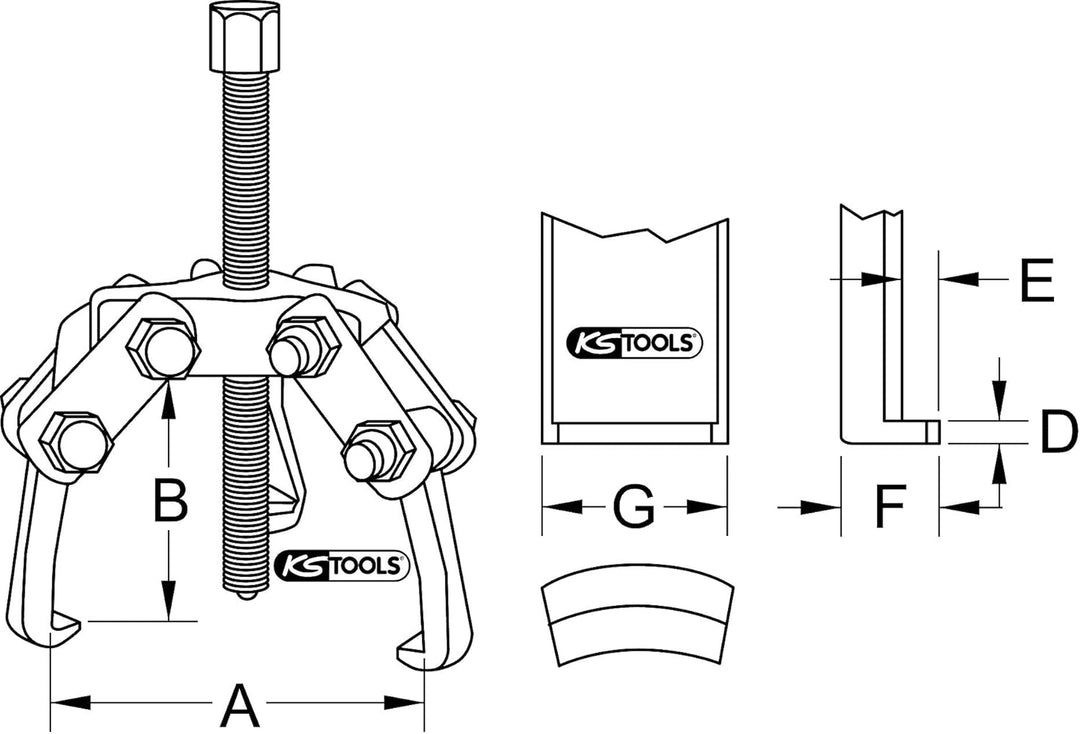 KS Tools 630.3101 Polklemmen-Abzieher 3-armig, 10-60mm