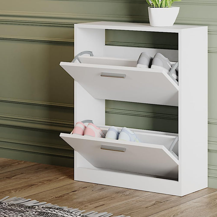 Vicco Schuhschrank Gizmo, Weiss, 59 x 72.5 cm 2 Fächern, zur Aufbewahrung von Schuhen und kombinierb
