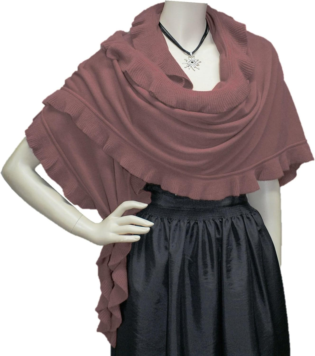 Poncho Cape Trachtentuch Umhang Stola Schultertuch Trachten-Tuch Damen Strickponcho Tracht Strick Tr