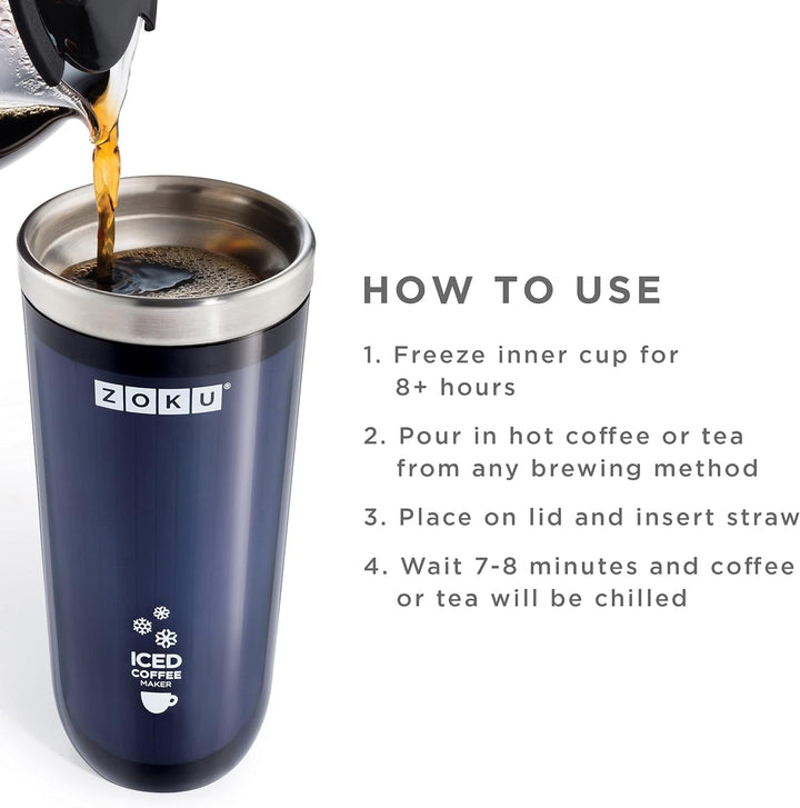 Zoku Eiskaffeezubereiter 325ml in grau, Kunststoff, 28x28x12