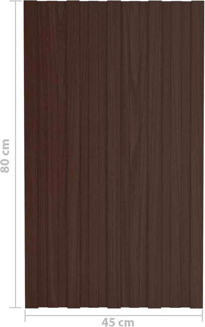 Dachplatte 12 Stück braun 80 x 45 cm Stahl verzinkt Dachplatten Dachblech für Gartenhäuser Stall Gew