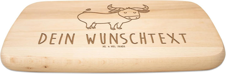 Mr. & Mrs. Panda Holzschneidebrett mit Gravur Sternzeichen Stier - Personalisierte Geschenke, Person