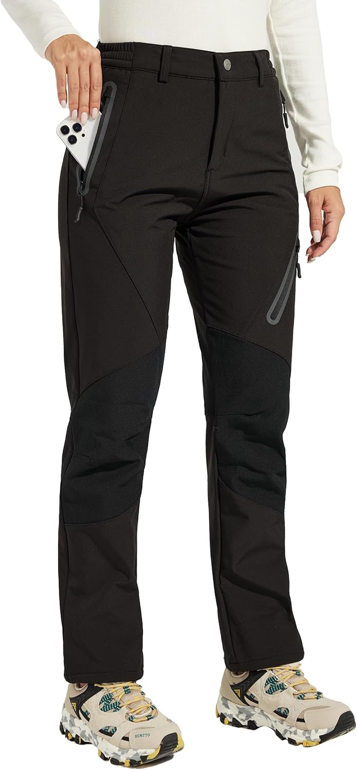 WILLIT Damen Schneehose Thermohose Gefüttert Wanderhose Wasserdicht Softshellhose Skihose Warm Trekk