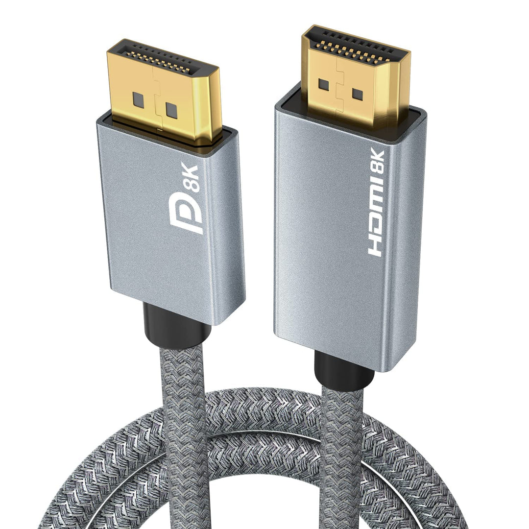 8K DisplayPort auf HDMI Kabel 1m - 8K@60Hz 4K@120/240Hz 2K@360/480Hz, Unidirektional Aktives DP 1.4