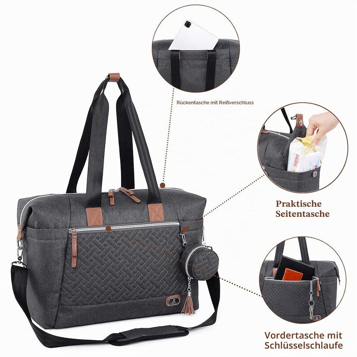 Dikaslon Wickeltasche mit Schnullertasche und Wickelunterlage, Grosse Reisewindeltasche für Mama und