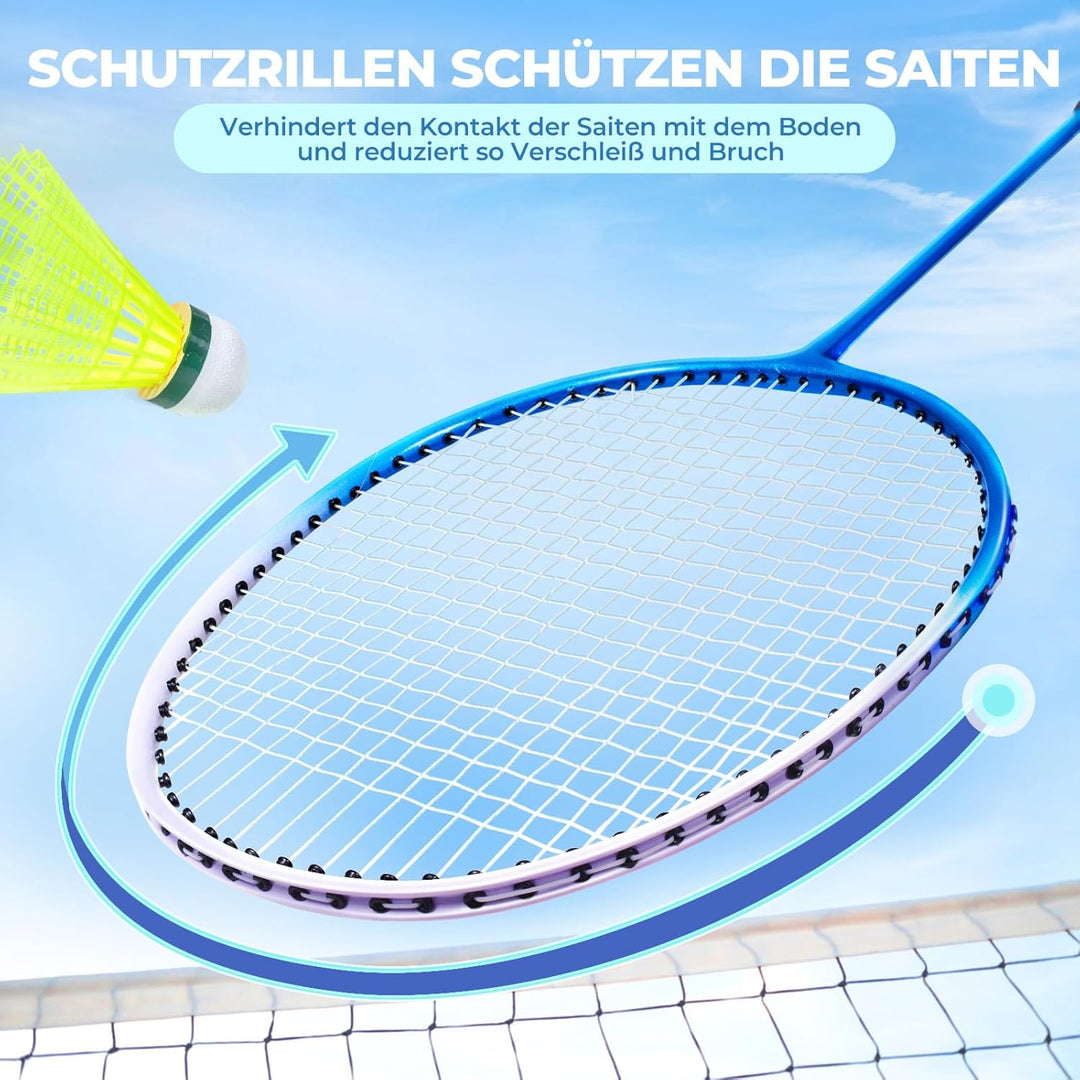 HIRALIY Badminton Schläger für Spiele im Freien, leichtes Federball 4er-Set für Kinder & Erwachsene