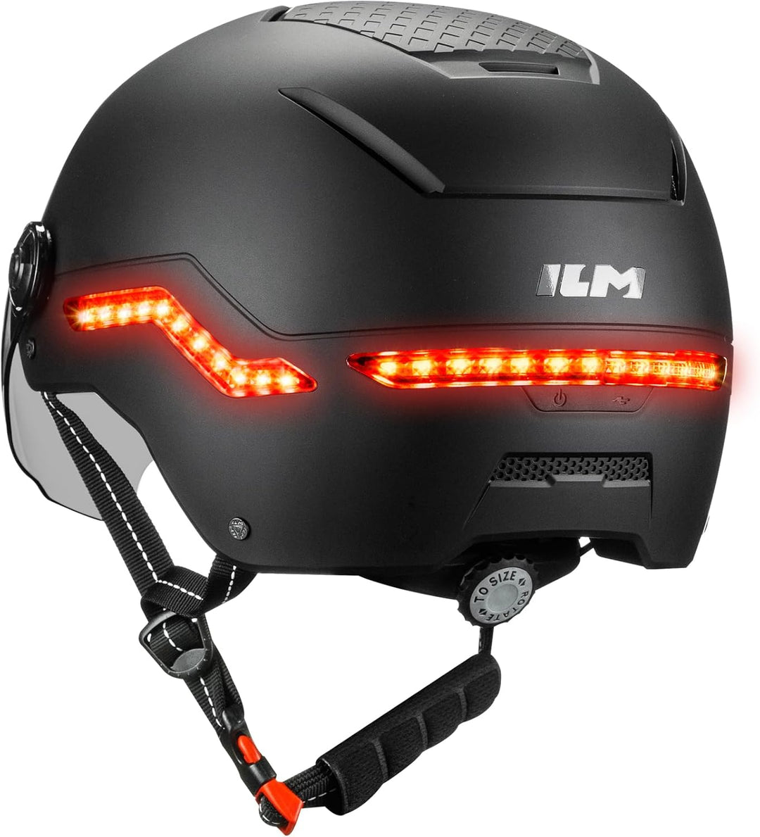 ILM Fahrradhelm Herren Damen mit Visier und LED Licht Beleuchtung Automatischem G-Sensor für Blinker