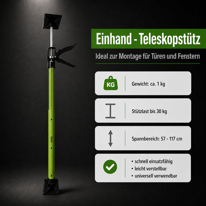 2x Montagestütze kurz 57-117 cm Klicksystem Teleskopstütze Einhandstütze Zargenspanner