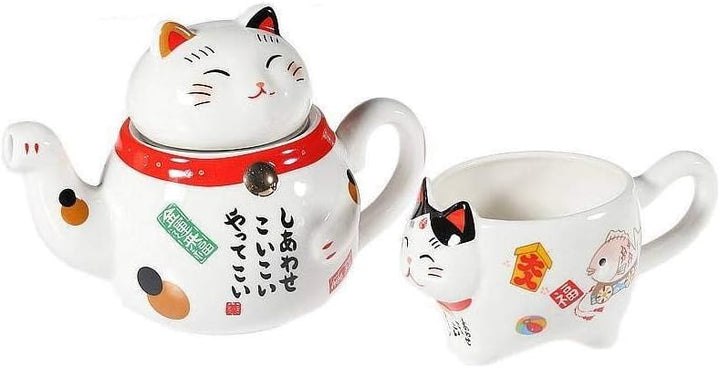 lachineuse 2565 Service A THÉ Teeservice Neko, Porzellan, Maneki weiss, Maneki Weiß