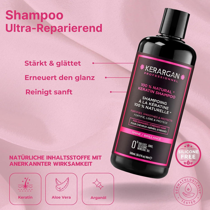 Kerargan - Duo Ultra Reparatur Shampoo & Maske mit Keratin für strapazierte und gestresste Haare - N
