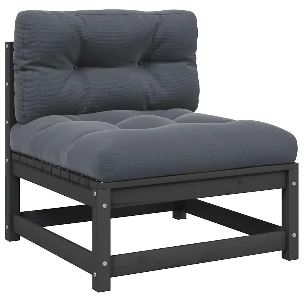 vidaXL Garten Mittelsofa mit Anthrazit Kissen, Modular Gartenmöbel, Sofa Lounge Sessel für Garten Te