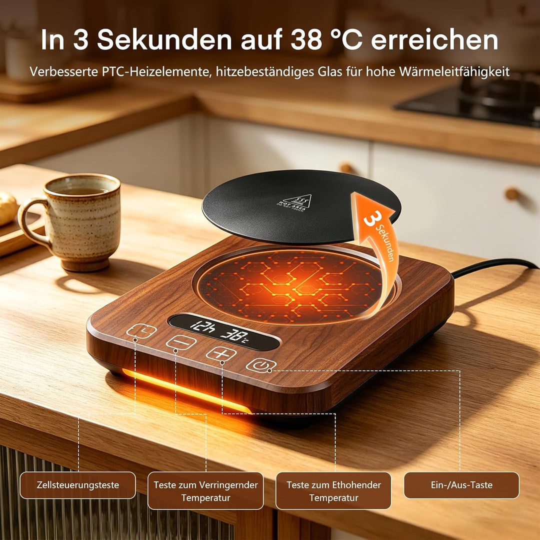 Sauerteigwärmer 21-38℃ Präzise Temperaturregelung, 12H Timer Wärmeplatte mit Speicherfunktion für Br
