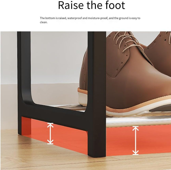 Schuhregal aus Metall, kompaktes und vertikales Design, stabile Metallkonstruktion, schwarzes Finish