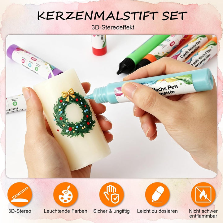 TSKER 20 Stück 30 ml Kerzenstifte, Kerzen Bemalen Set (20 Farben)