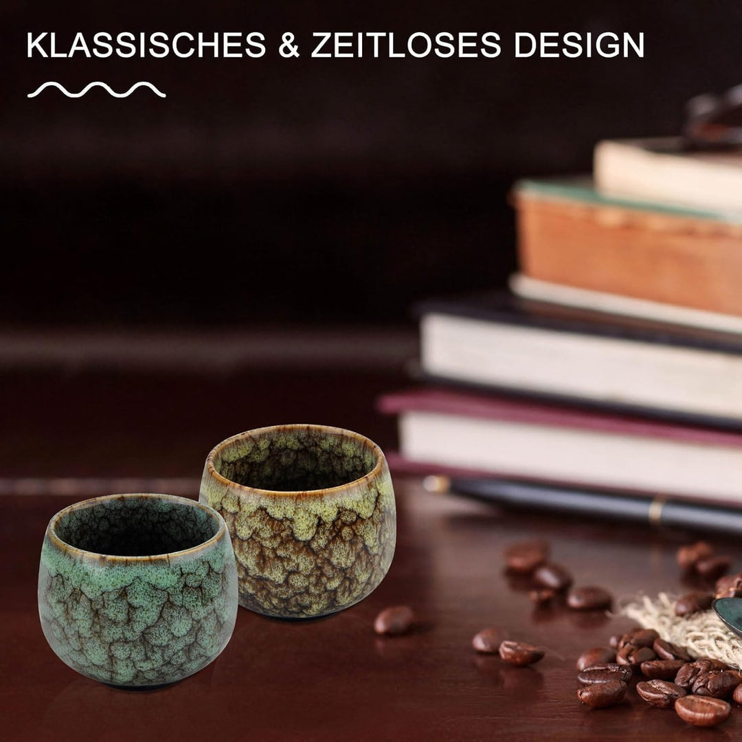 5 Stück Espresso Tassen Set 130ml Espressotassen Steingut Keramik Becher Ohne Henkel Mokka Tassen Se