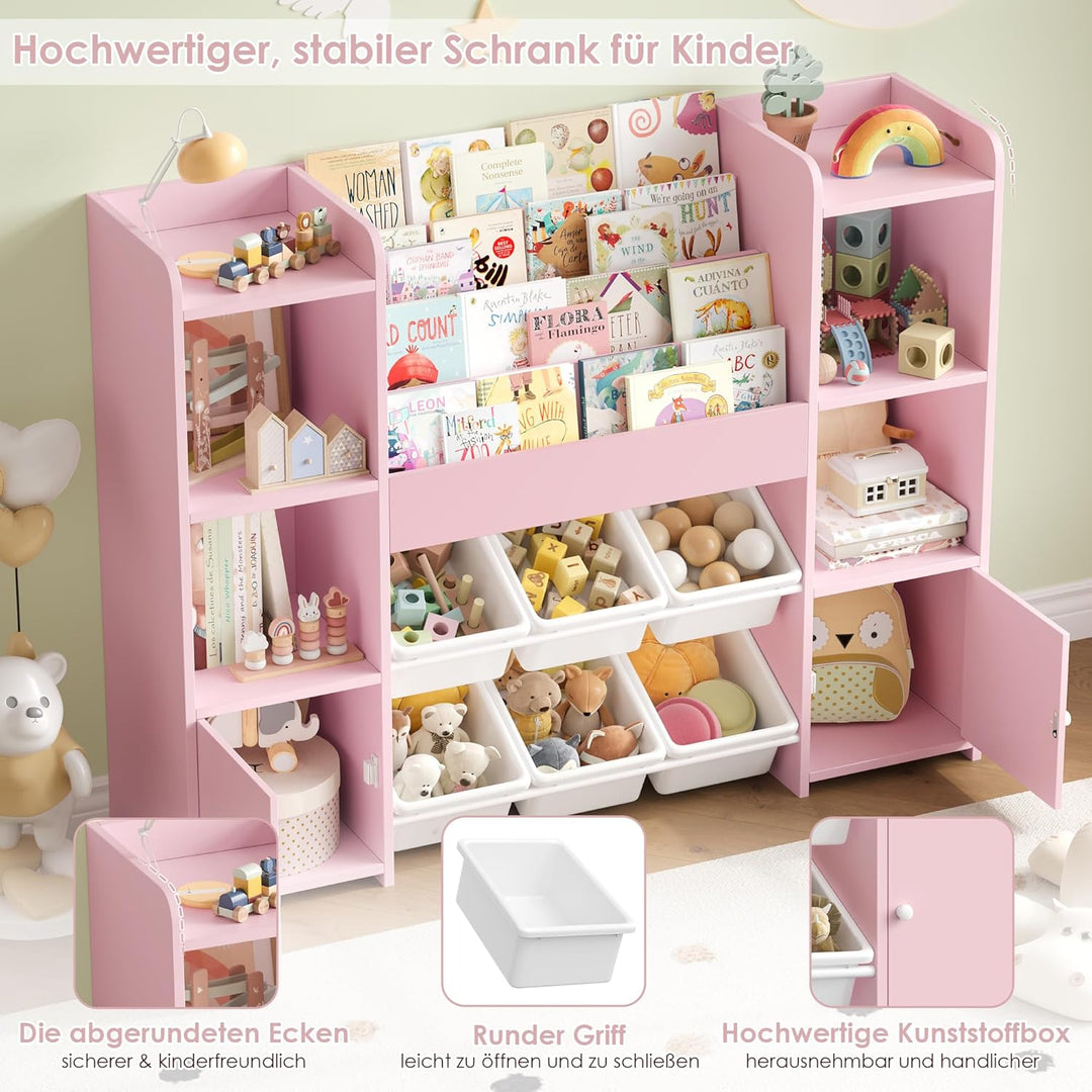 FOREHILL Kinderregal mit Kinderbücherregal Kinderzimmer Möbel aus Holz Bücherregal für Kinder mit Au