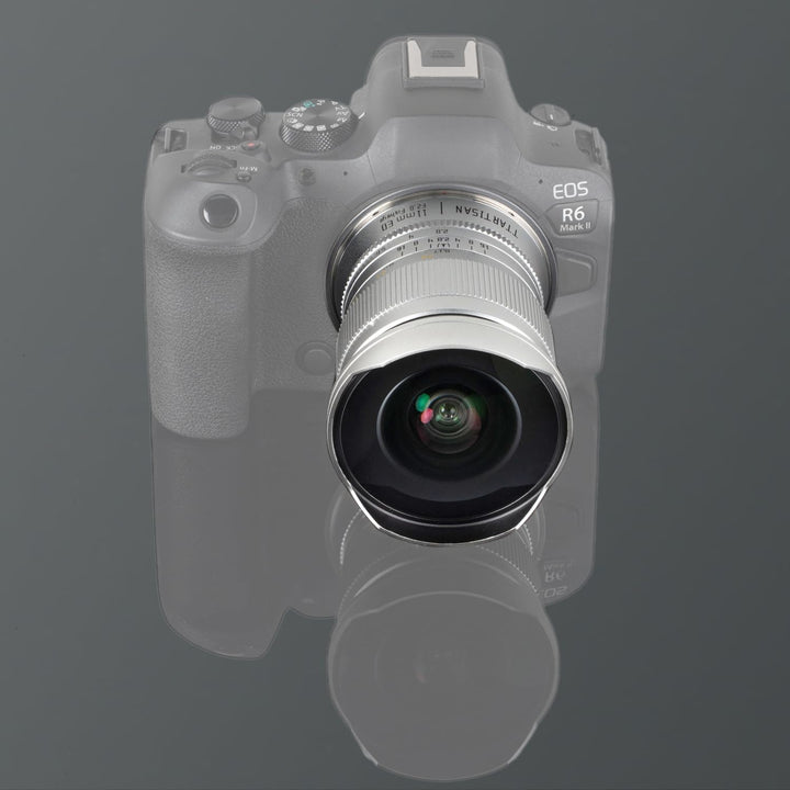 TTArtisan 11mm F2.8 Kameralinse, Fisheye, kompatibel mit EOS RF Mount Kameras wie R RP R5 R6 Silber